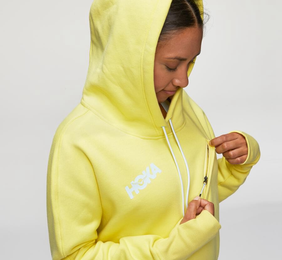 Hoodie Womens - Hoka One One Performance - Yellow - JSNKEXM-85